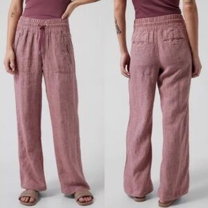 Athleta Cabo Linen Wide Leg Pant, Size 6, Tawny Rose, NWT